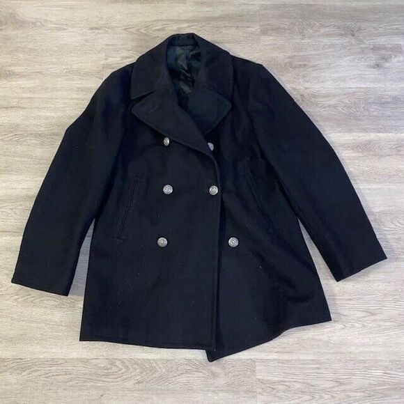 US Military Navy Black 38R Wool Peacoat Men 100% Wool Overcoat USN Enlisted - Picture 1 of 5